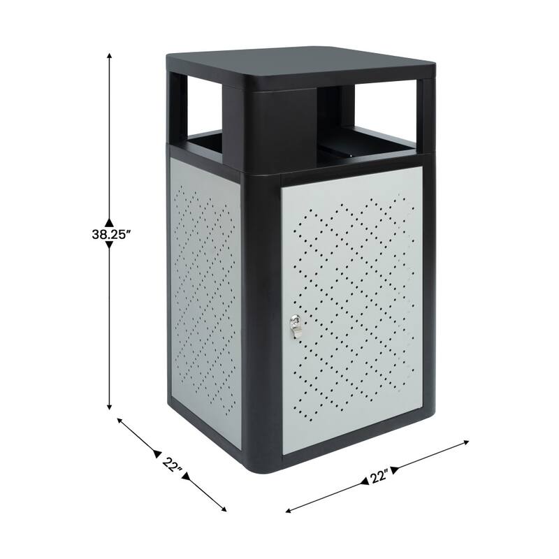Commercial 31.4 GAL Steel Trash Can with Inner Bin, Locking Access Door