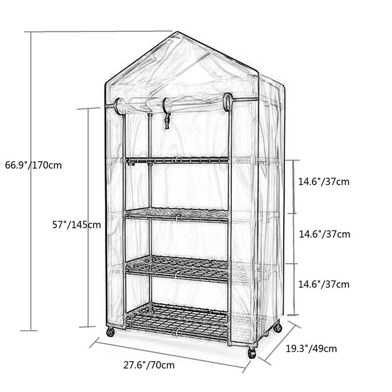 Mini Greenhouse 4 Tiers Indoor Outdoor Greenhouse with wheels,Use in