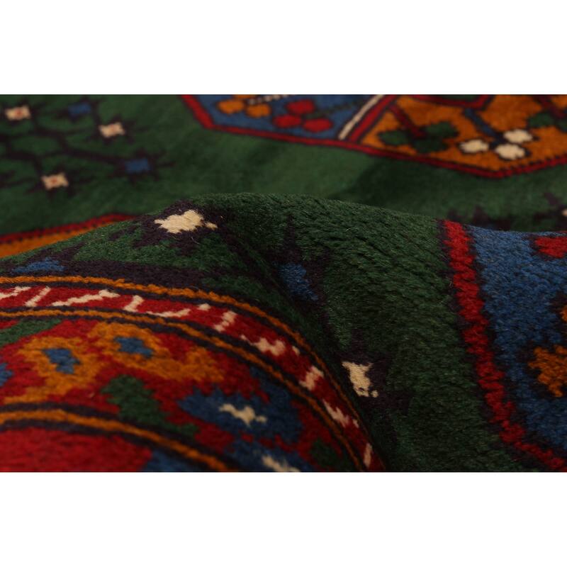ECARPETGALLERY Hand-knotted Uzbek Kargahi Green Wool Rug - 6'4 x 9'11