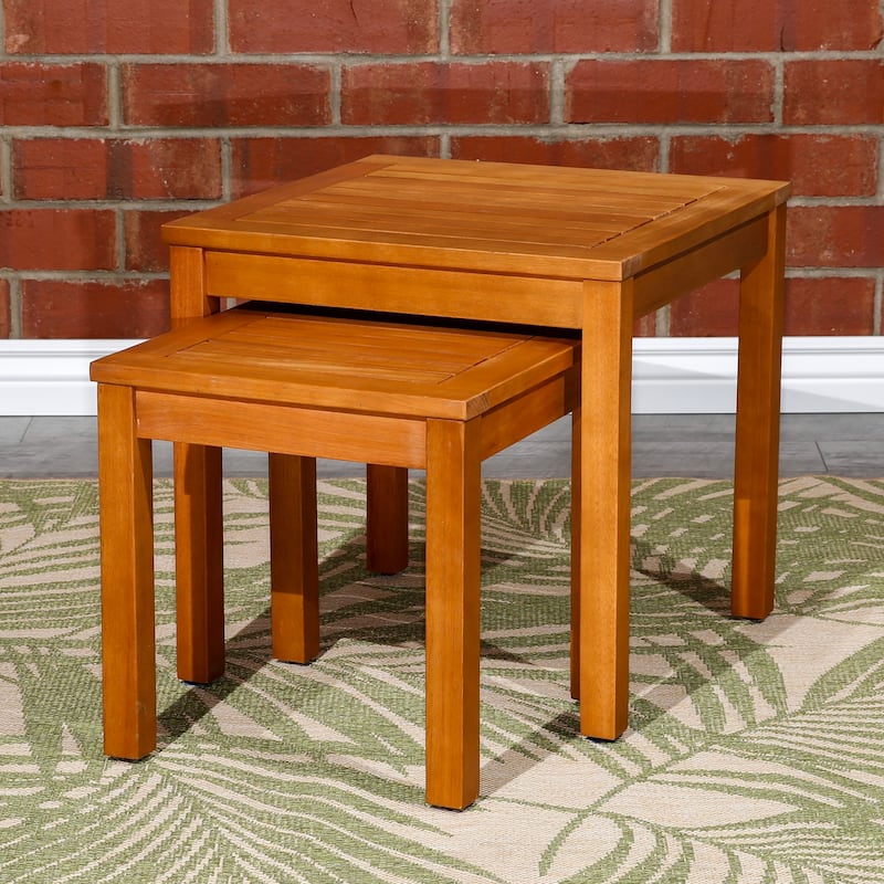 DTY Outdoor Living Longs Peak 2-Piece Eucalyptus Nesting Table Set, Natural Oil