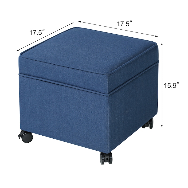 Adeco Square Storage Ottoman 17 inch Footstool