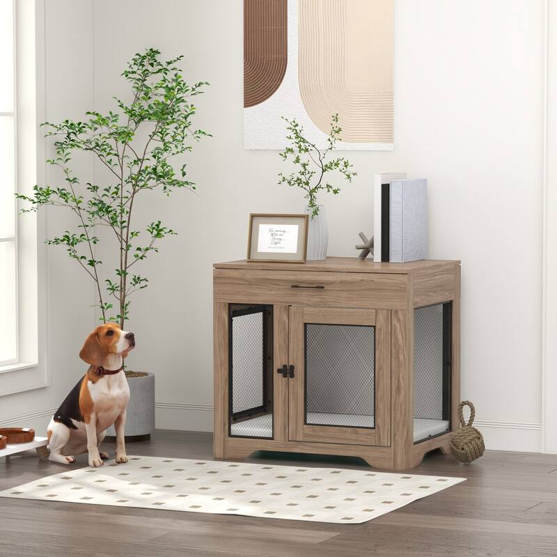 Modern Dog Crate with Soft Water-Resistant Cushion Dog House End Table Dog Room Dog Cage for Small Dogs