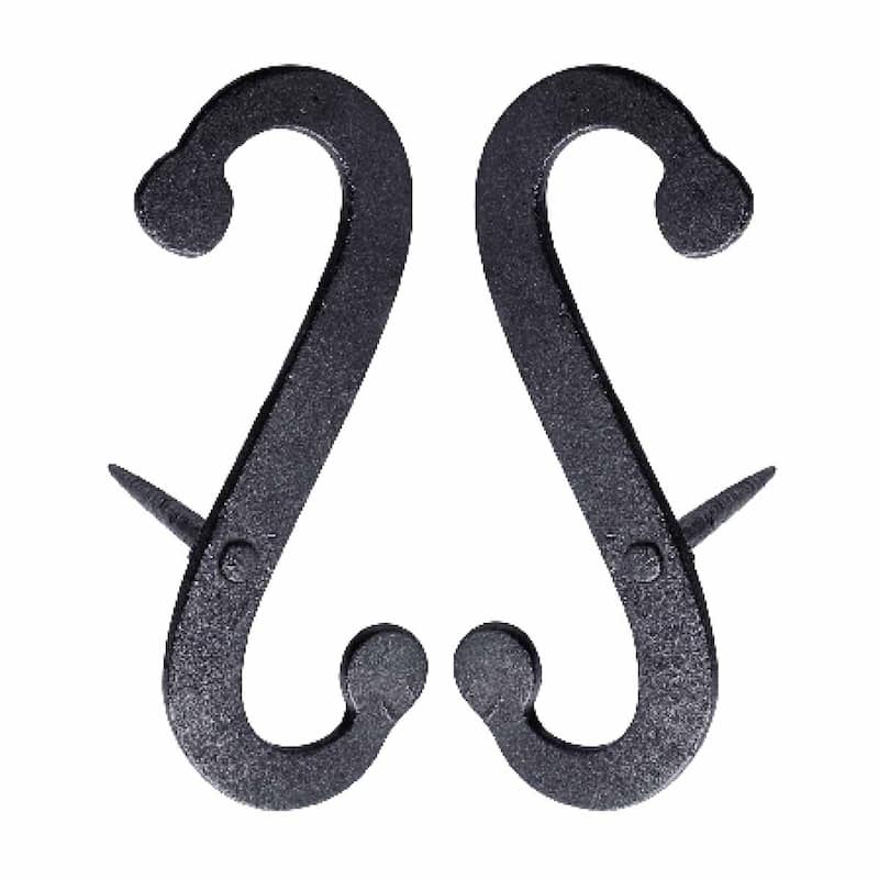 Black Wrought Iron Shutter Dog Holders 6.25" S Shaped Curved Rust Resistant Masonry Mount Renovators Supply