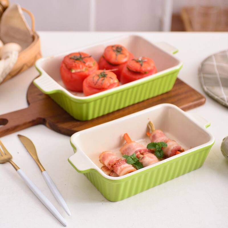 MALACASA Series Bake.Bake, Rectangle Porcelain Bakeware Set
