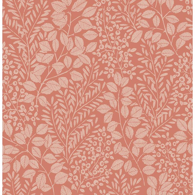 A-Street Prints Elin Coral Berry Botanical Wallpaper