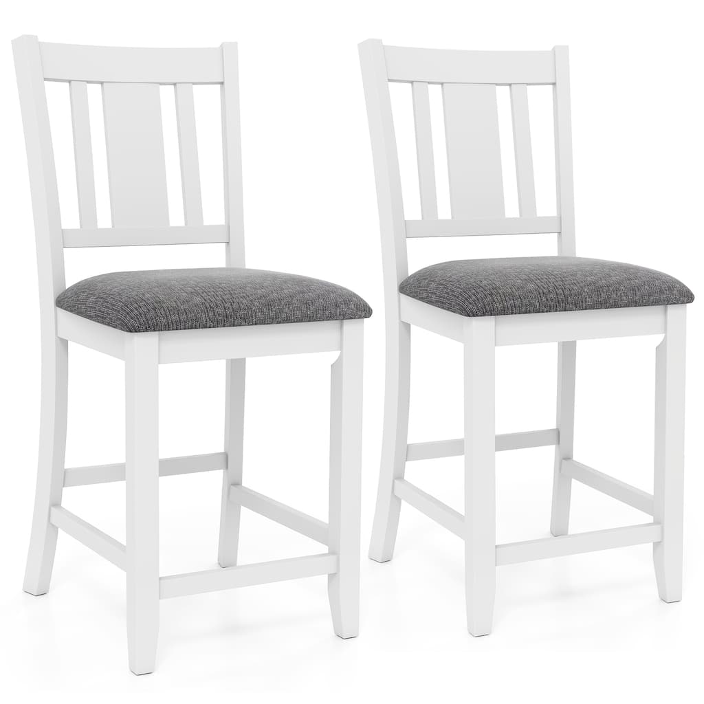 Gymax Rubber Wooden Bar Stools Set of 2 w/ Ergonomic Back Comfortable