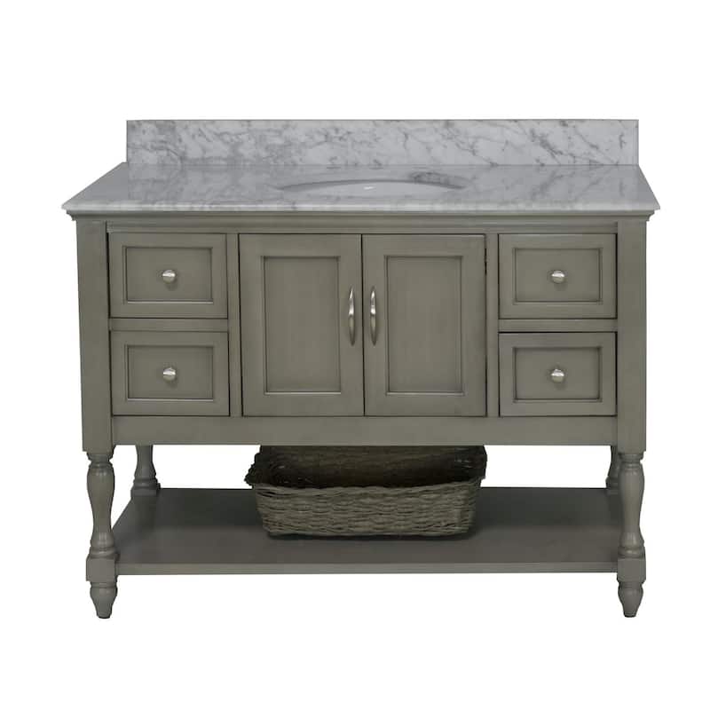 KitchenBathCollection Beverly 48" BathroomVanity w/ Carrara Marble Top