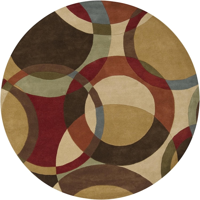 Livabliss Forum Mid-Century Geometric Hand Tufted Area Rug - Brunette/Amber - 8' x 8' Round
