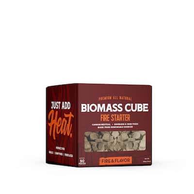 Fire & Flavor Premium All Natural Biomass Fire Starter Cubes, 50 Pieces - N/A