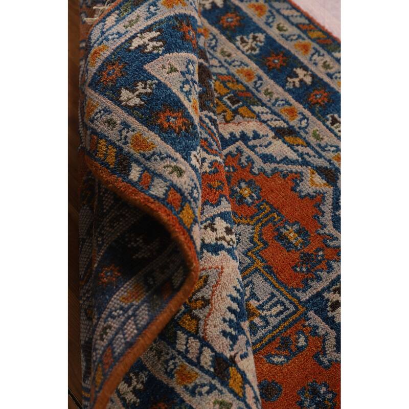 Geometric Heriz Serapi Oriental Foyer Rug Hand-Knotted Wool Carpet - 3'11"x 5'10"