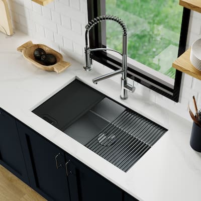 Matrix 32" Undermount Workstation 16 Gauge Single Bowl Stainless Steel Kitchen Sink with Accessories