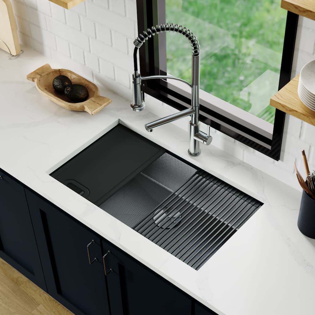 Matrix 32" Undermount Workstation 16 Gauge Single Bowl Stainless Steel Kitchen Sink with Accessories