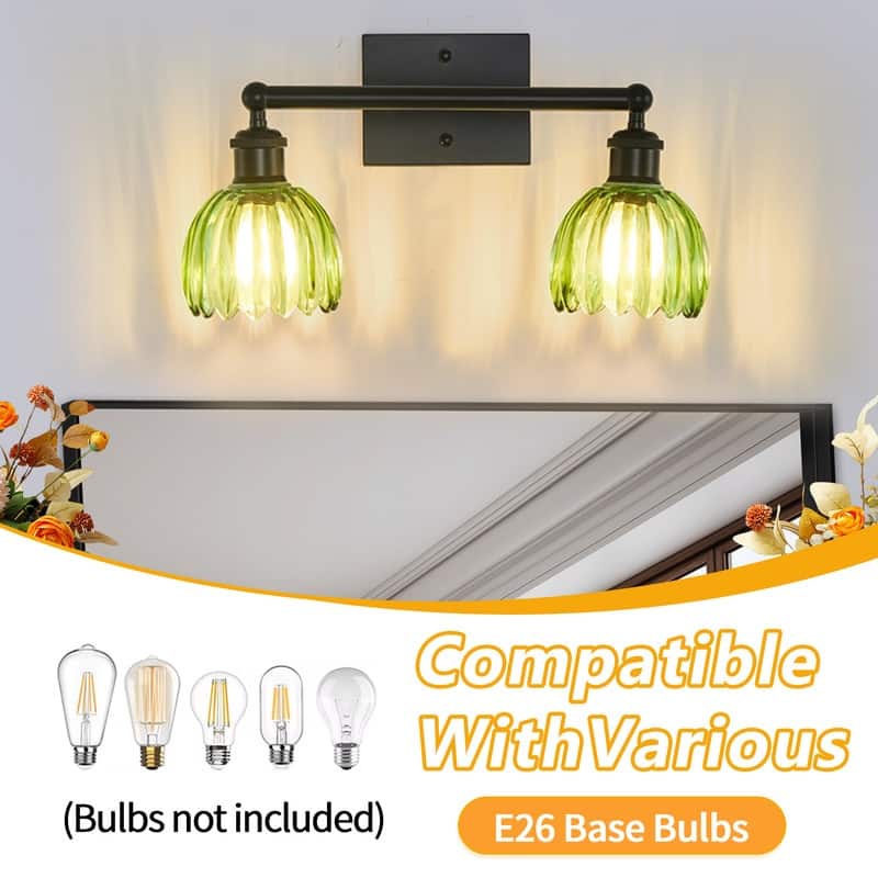 Modern Vintage Bathroom Vanity Light - Patterned Glass Shade E26 Bulb Base