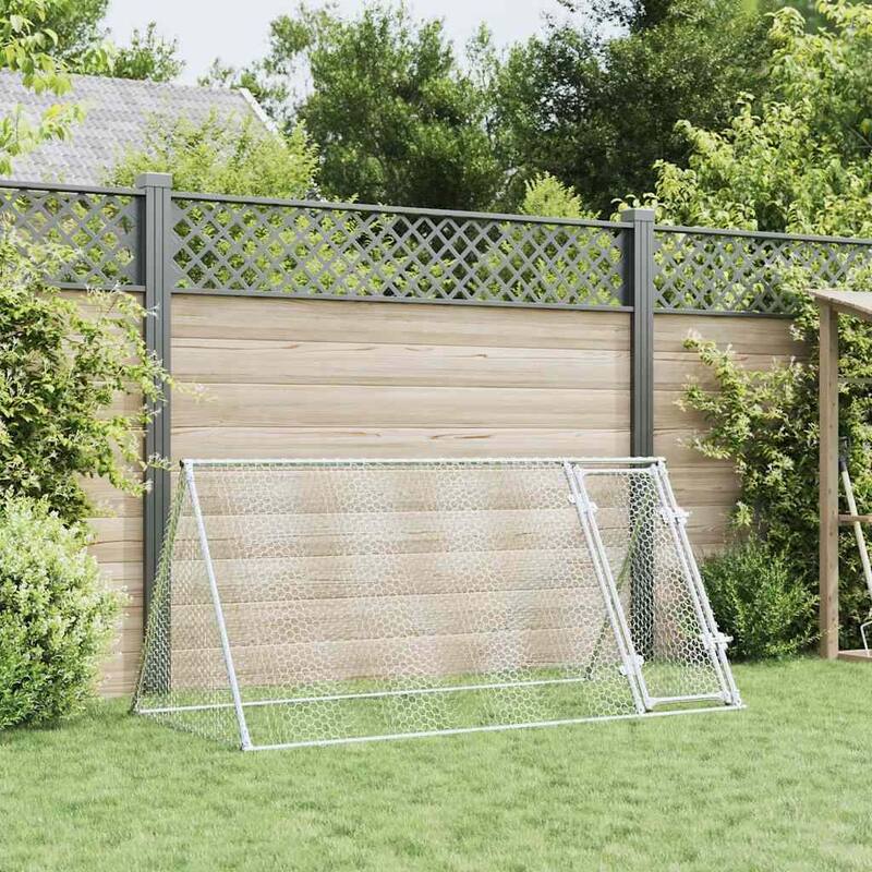 vidaXL Chicken Cage Animal House Coop Shed Backyard Silver Galvanized Steel