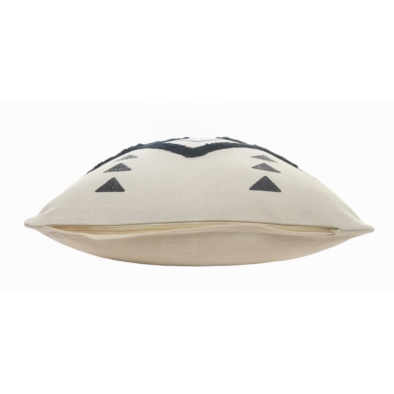 HomeRoots 20" X 20" Cream Black And Gray 100% Cotton Geometric Zippered Pillow
