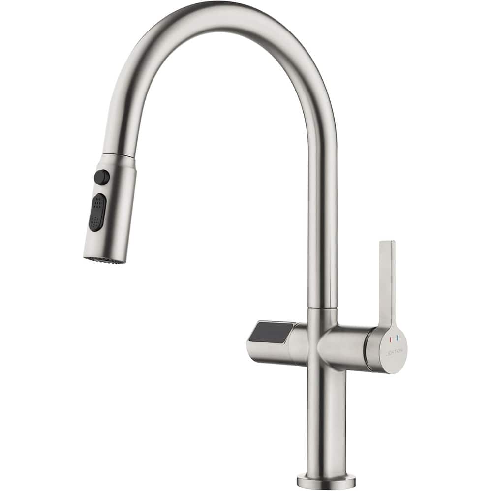Lefton Touchless Pull-Out Kitchen Faucet, Hands Free Motion Sensor Activated, Battery-Free Temperature Display, KF2206
