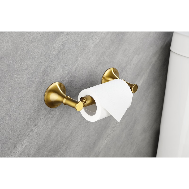 6 Piece Brass Bathroom Towel Rack Set Wall Mount