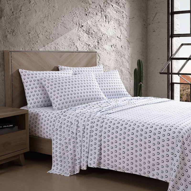 Wrangler Printed Novelty Sheet Sets - Horseshoe Dots Navy - Twin XL