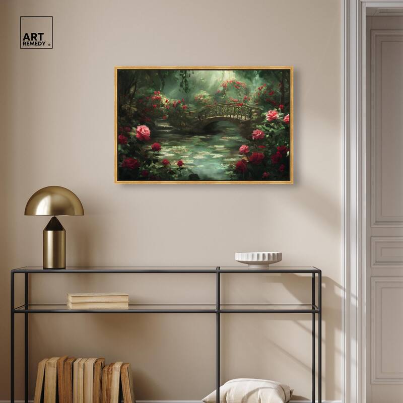 Rose Garden Bridge Canvas by Art Remedy
