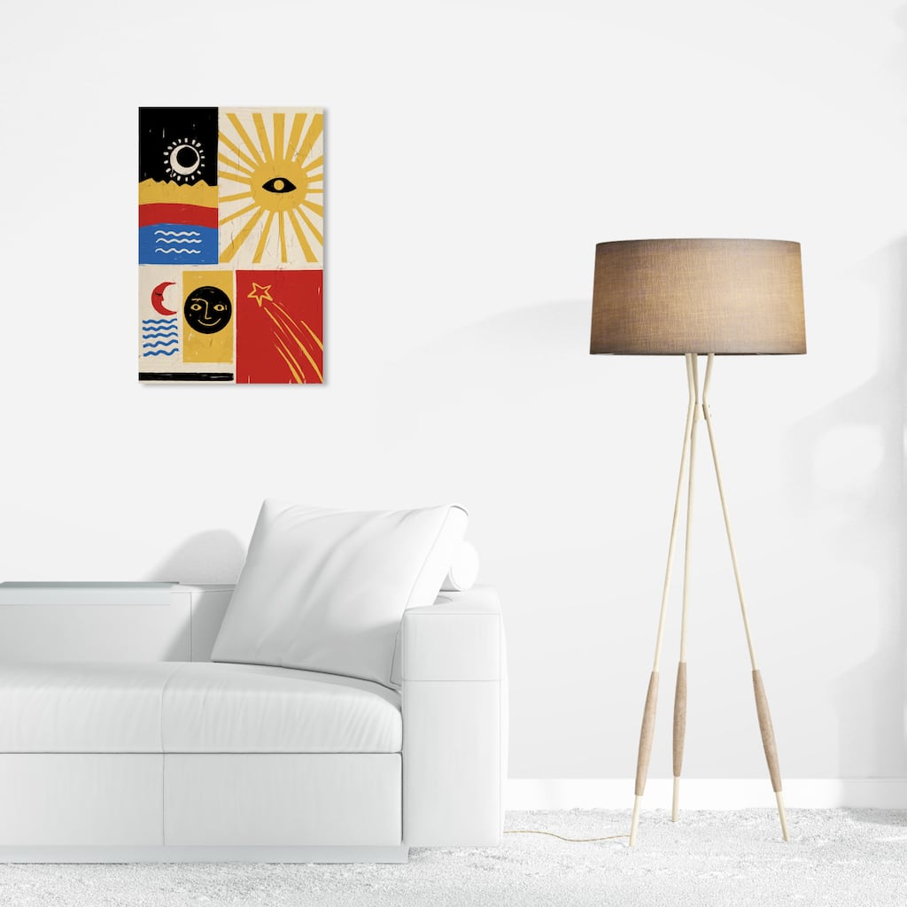 Wynwood Studio Canvas Astronomy and Space Moonstar Revolution Yellow and Modern & Contemporary Wall Art Canvas Print