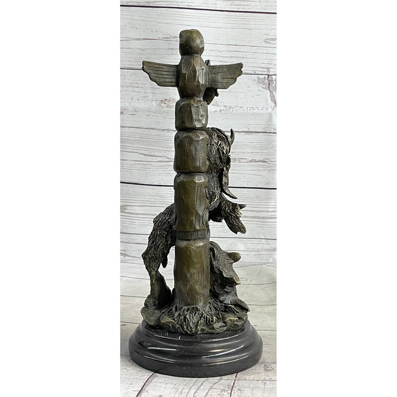Native American Indian Totem Pole Bronze Sculpture Statue Original Art By Milo