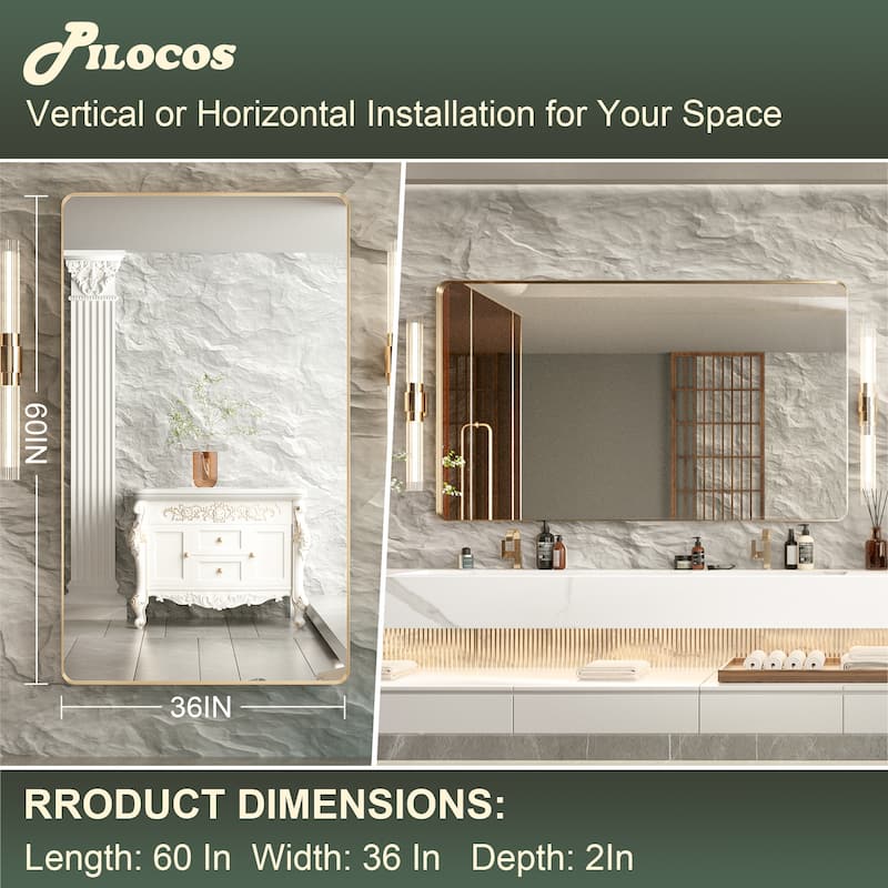 Rectangle Bathroom Mirror for Vanity Wall Mounted Vertical Horizontal Makeup Mirror
