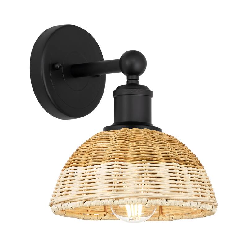 Innovations Lighting Endless Possibilities Edison - Bristol Natural II - 1 Light 8" Sconce - Matte Black/Natural