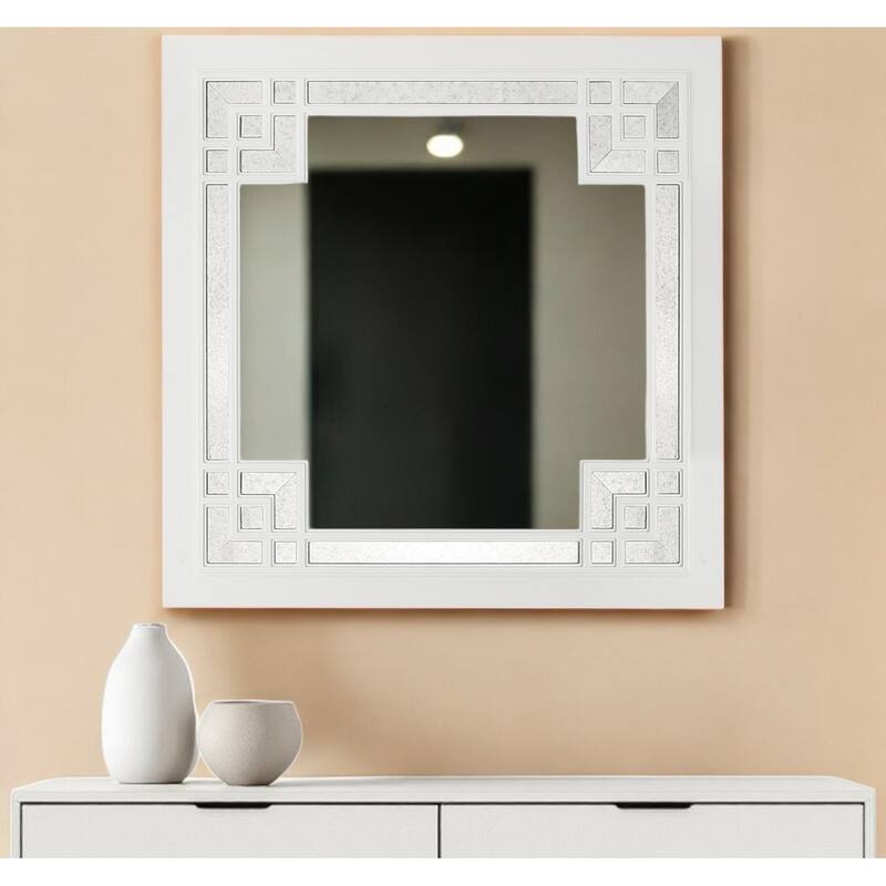 HomeRoots 39" White Square Accent Wood Mirror - 39.4' X '39.4' X '1 - 39.4' X '39.4' X '1