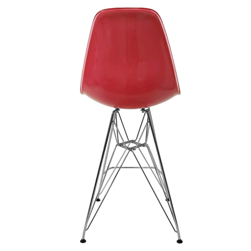 LeisureMod Modern Cresco Acrylic Barstool with Chrome Base and Footrest for Home Bar Restaurant