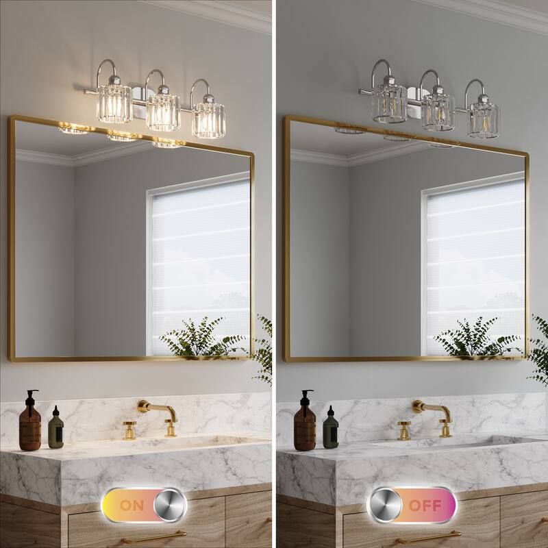 ExBrite Modern Rose Gold Dimmable Bathroom Crystal Vanity Lights