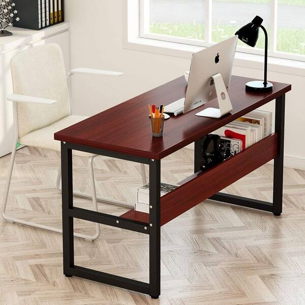 Computer Desk With Bookshelf Simple Modern Writing Desk Overstock 22703329