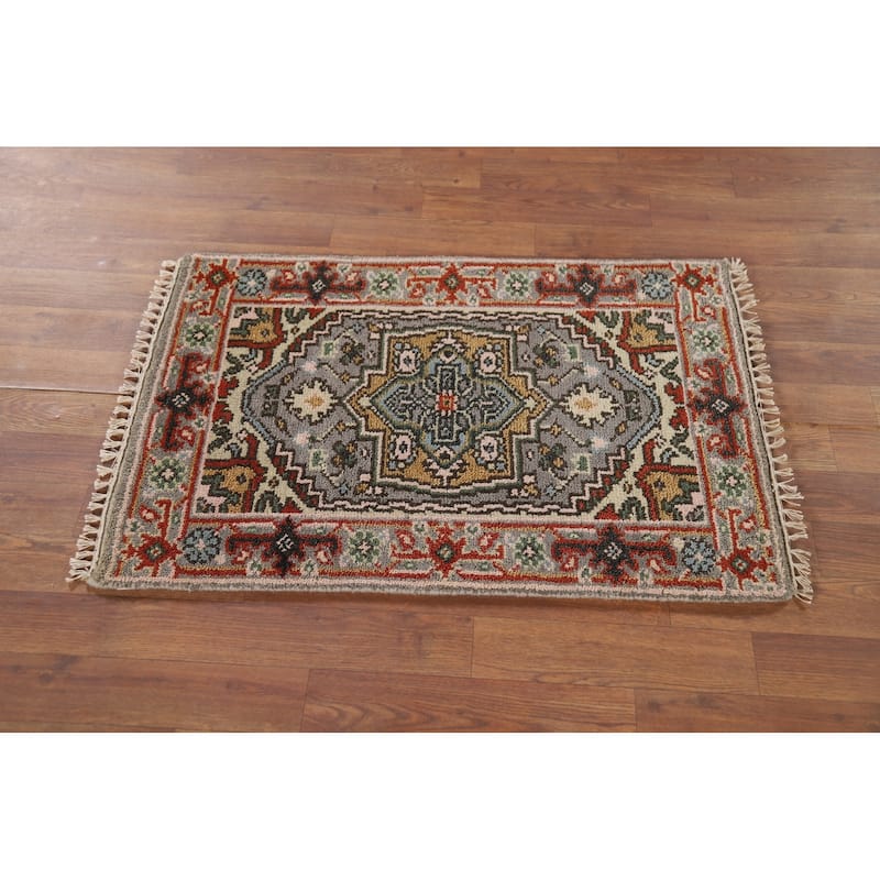 Gray Heriz Serapi Indian Accent Rug Handmade Wool Carpet - 2'0" x 3'0"