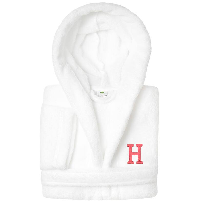 Sweet Kids 100% Polyester SUPER PLUSH Double Brushed Hooded Bathrobe with Pink Bookman Monogram - Large - H