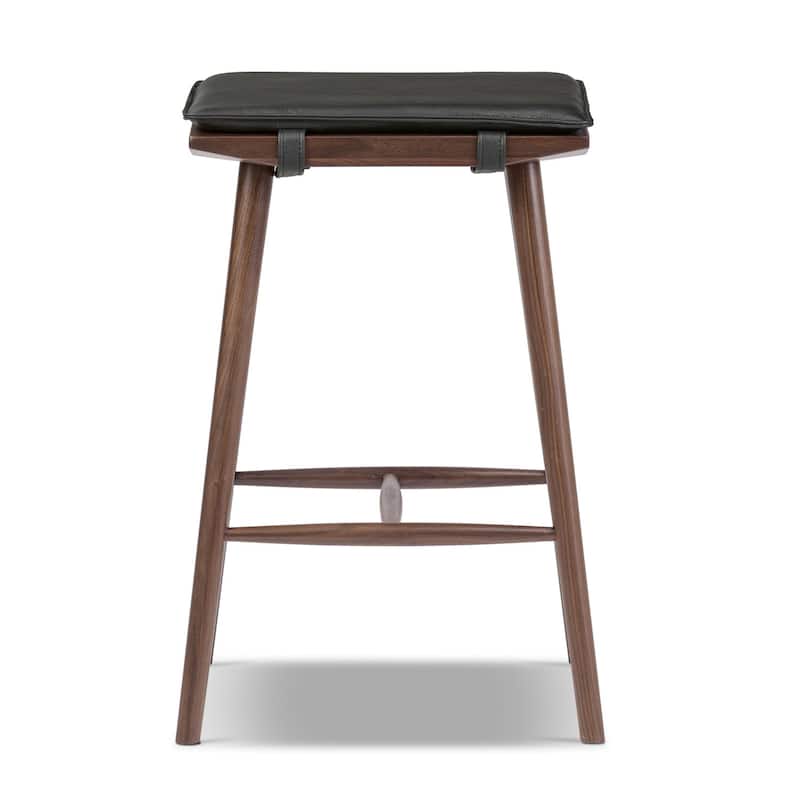 Poly & Bark Valentino 26" Genuine Leather Wood Counter Stool