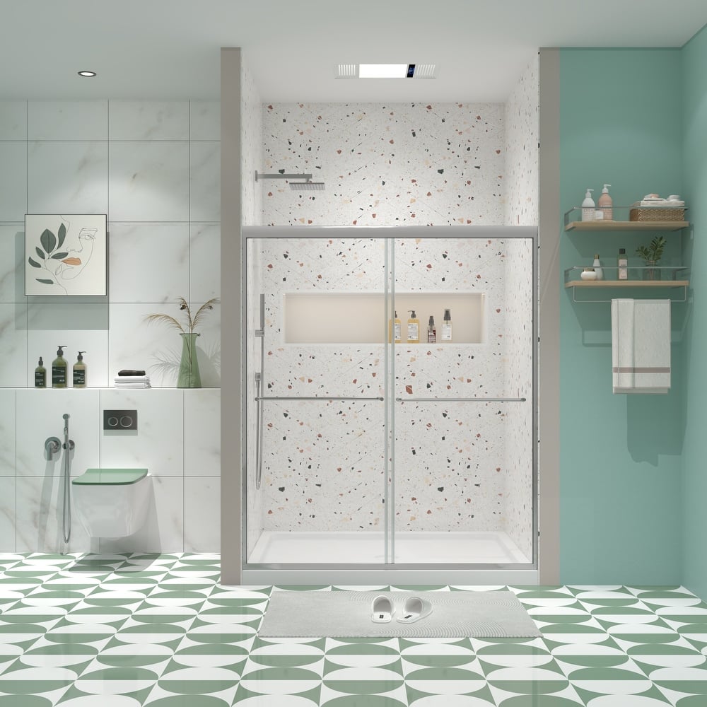 Framed Double Sliding Shower Doors with Stainless Steel Handle