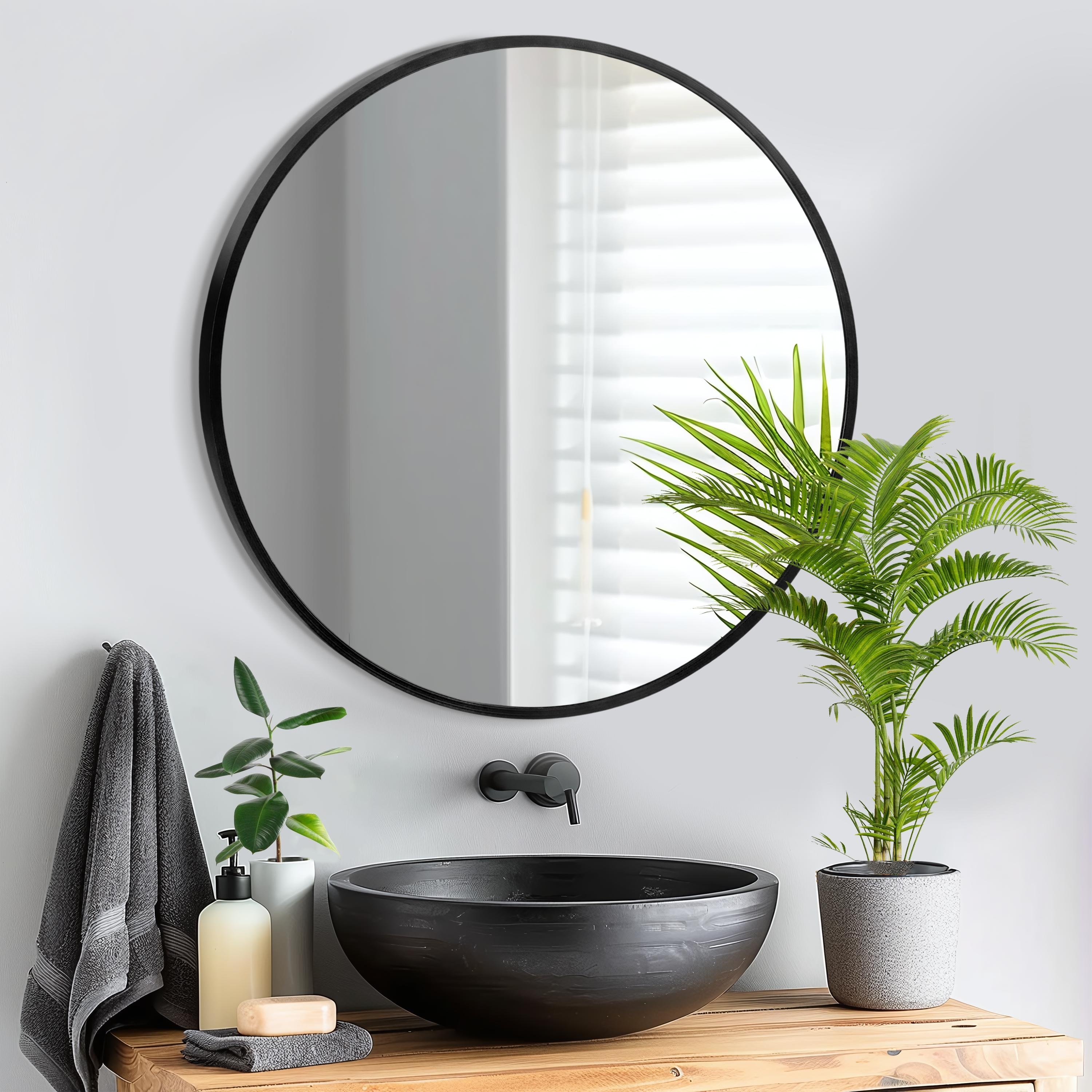 Round Mirror Wall Decor Round Mirror Bathroom Metal Frame - On