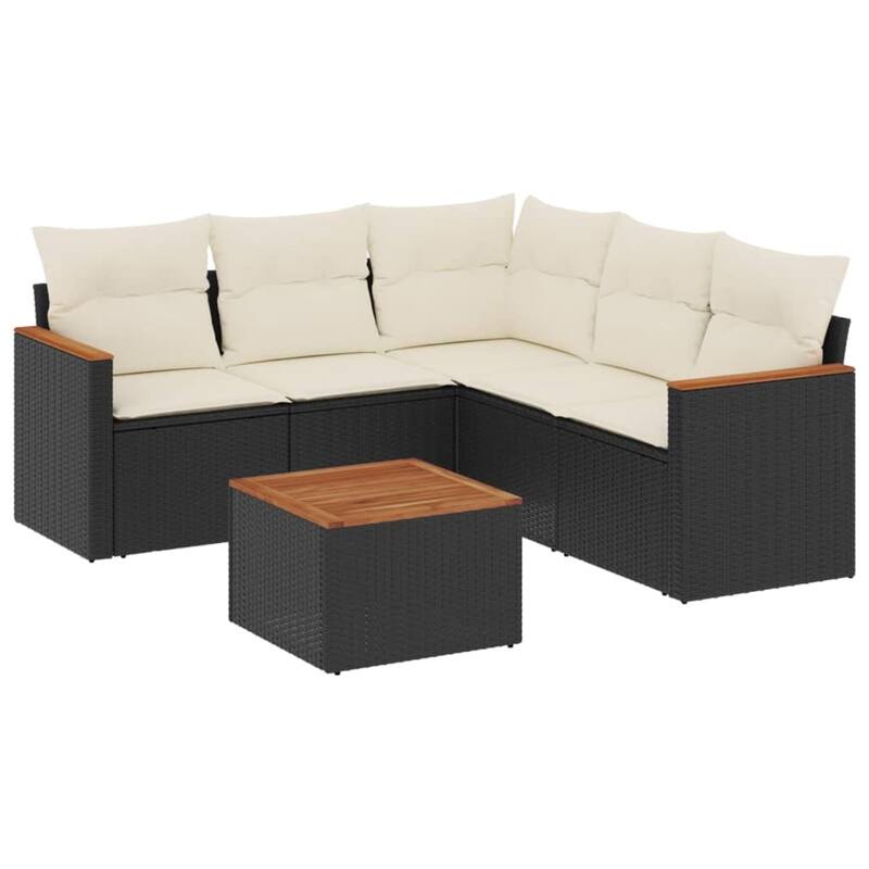 vidaXL Patio Sofa Set with Cushions Outdoor Conversation Furniture Poly Rattan