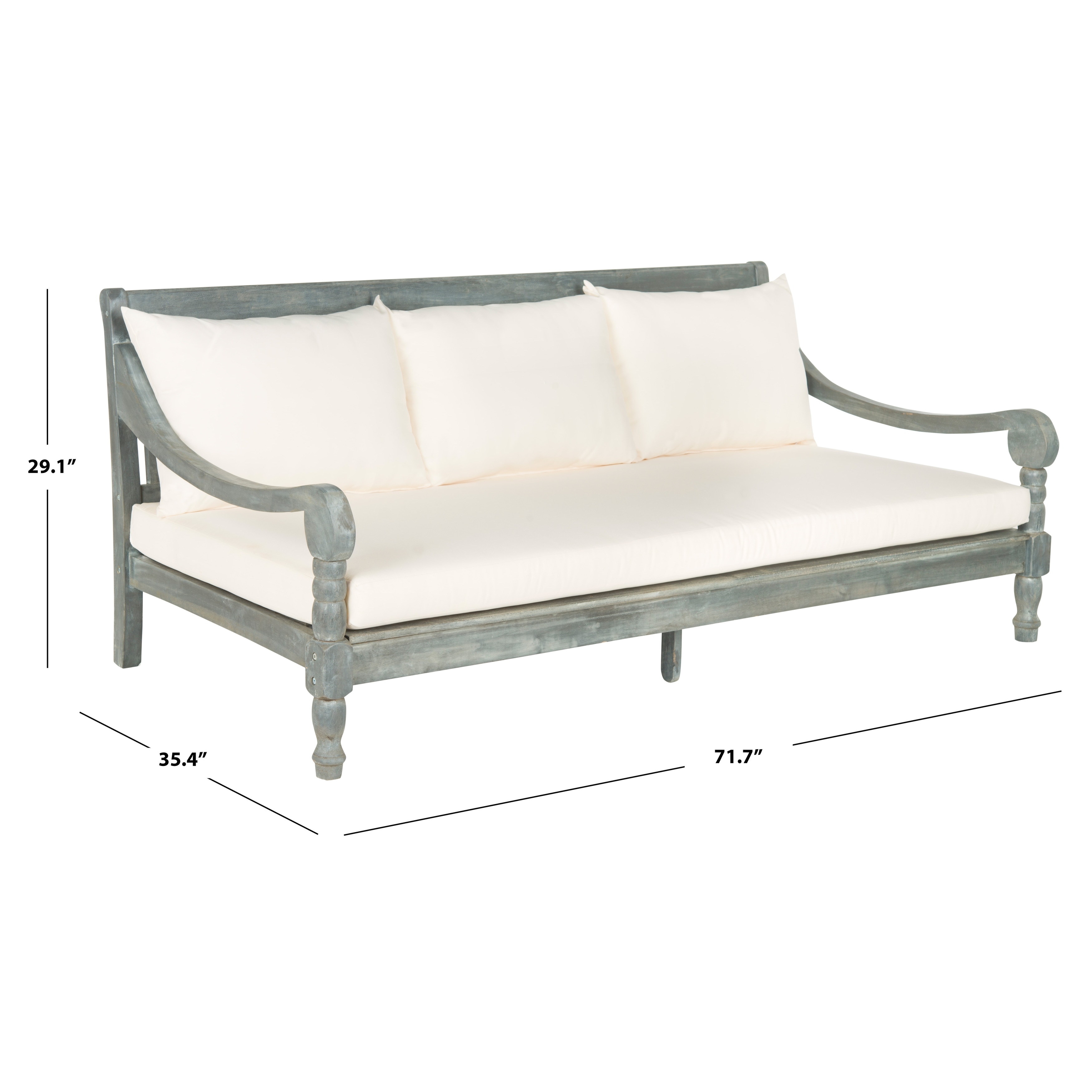 Safavieh tandra outdoor daybed with sales cushion and beige acacia frame