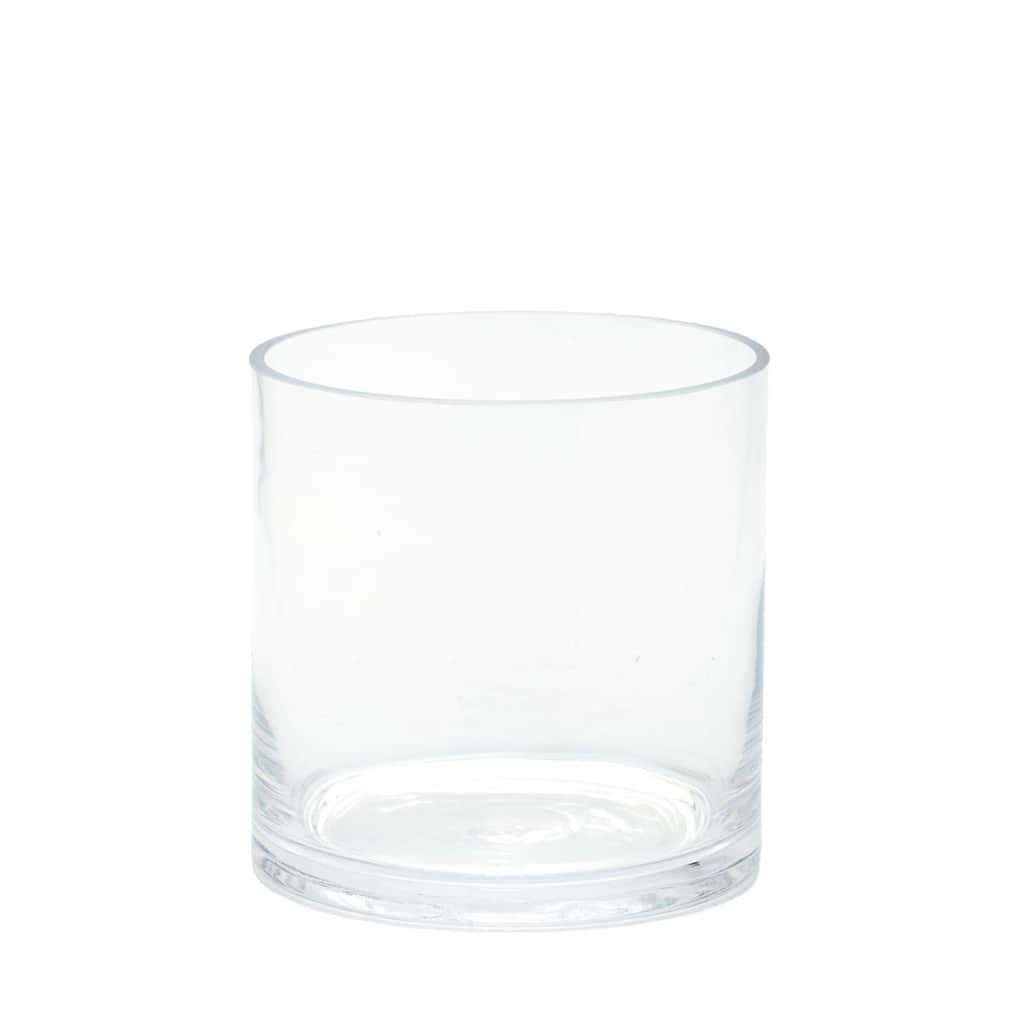 5" Clear Cylindrical Hand Blown Glass Vase