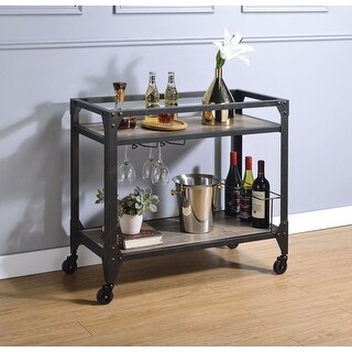 ACME Jorgensen Serving Cart, Rustic Oak & Charcoal - N/A