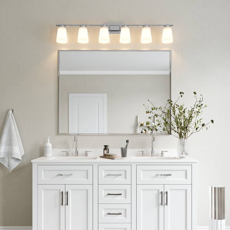 Acroma 6 - Light Steel Dimmable Bathroom Vanity Light - 6-light