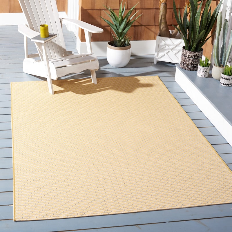SAFAVIEH Courtyard Rosemie Indoor/ Outdoor Waterproof Patio Backyard Rug - 5'3" x 7'7" - Gold/Beige