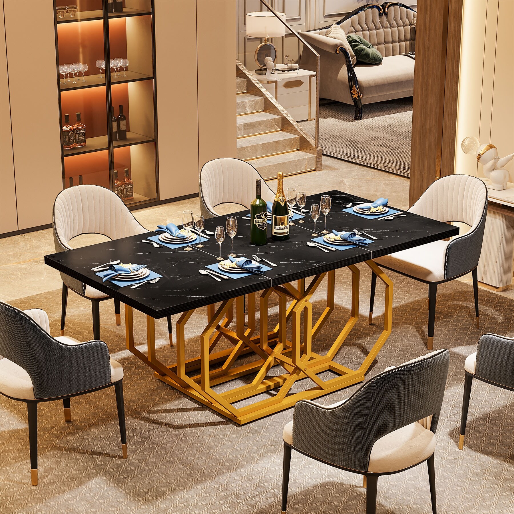 8 person marble dining table on sale