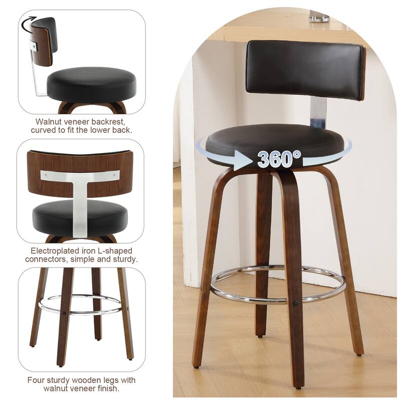 Faux Leather Upholstered Swivel Counter/ Bar Stools Set of 1/2/4