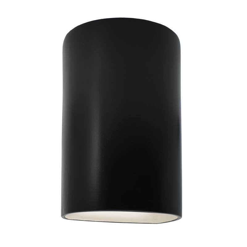 Justice Design Ambiance - Small ADA Cylinder Wall Sconce - Open Top & Bottom - Replaceable Bulb - Carbon Matte Black