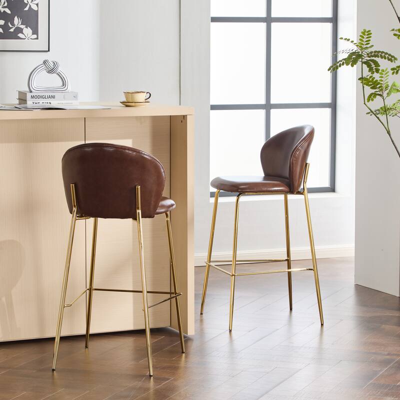 Kira Indoor Upholstered Bar Stool - Brown