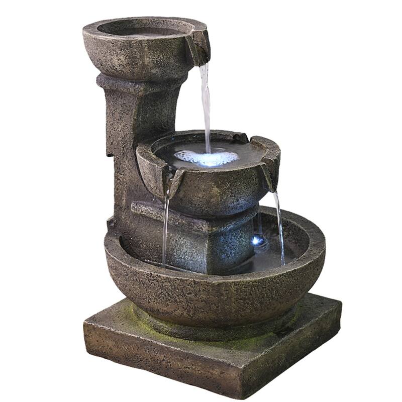 Outdoor Waterfall Fountain Soothing Water Fountains with LED Lights