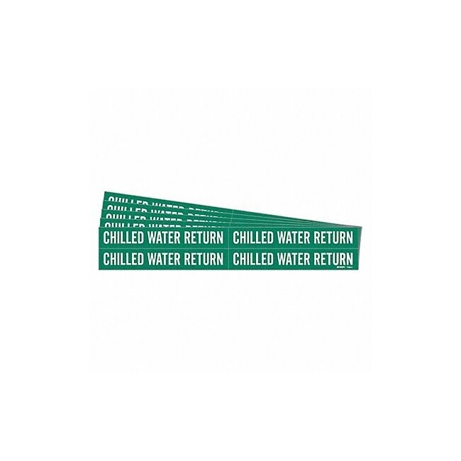 Pipe Marker: Chilled Water Return, Green, White, Fits 3/4 to 2 3/8 in Pipe O.D., Without, 5 PK - 1 Each