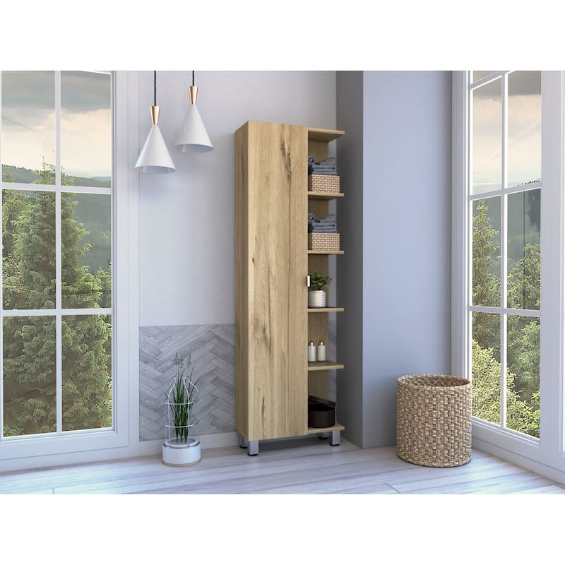 Portland 5-Shelf Linen Cabinet - Light Oak