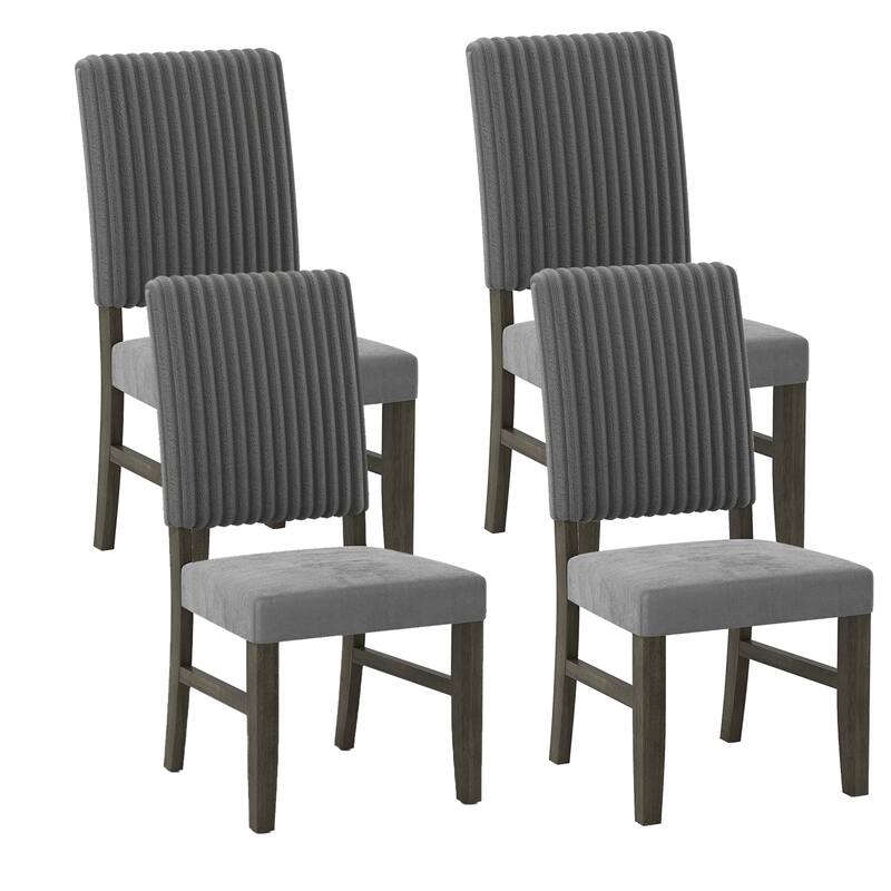 Gymax Dining Chair Set of 4 Mid-Century Modern Velvet Fabric - Grey - Set of 4